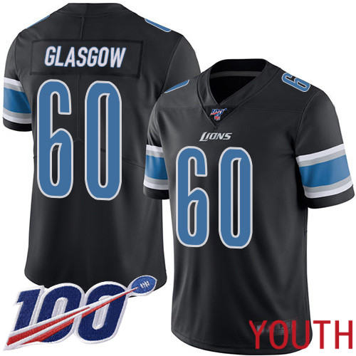 Detroit Lions Limited Black Youth Graham Glasgow Jersey NFL Football 60 100th Season Rush Vapor Untouchable